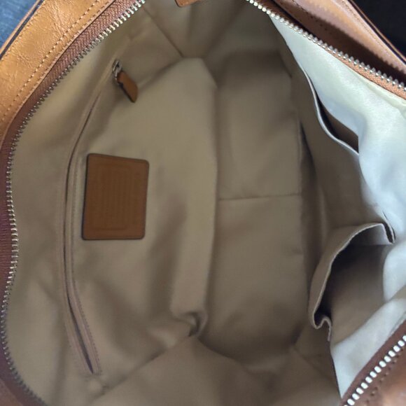 Coach Vintage Tricolor TurnLock Brown Orange Shoulder Leather Tote - Picture 6 of 14